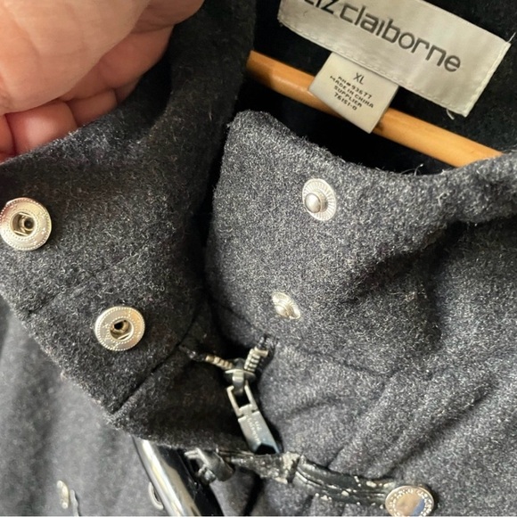 Liz Claiborne Charcoal Military Coat with Toggles - Picture 4 of 6
